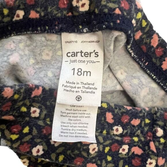 Carter's Baby Ruffle Blouse and Floral Pant Outfit Set 2 Pc Size 18 M Green Blue - Picture 6 of 6